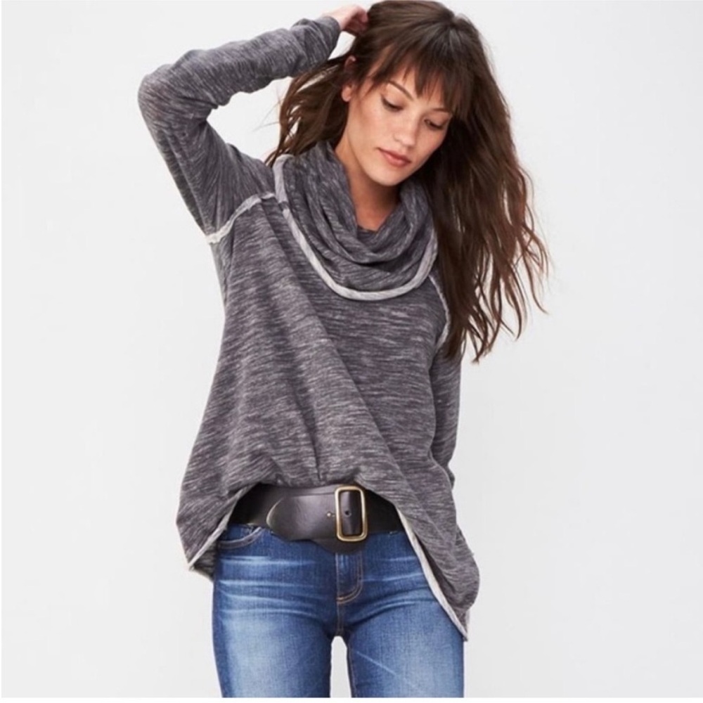 Free People FP Beach Cowl Neck Pullover Grey Medium